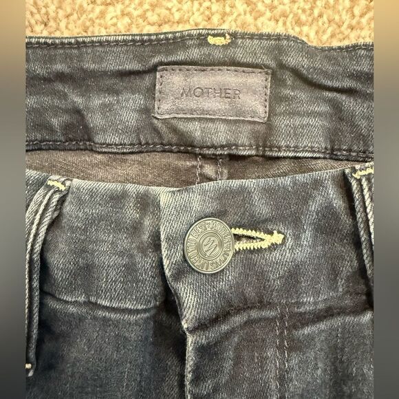 Mother The Looker Low Rise Skinny Jeans Dark Wash Frayed Sz 25 - Picture 3 of 8